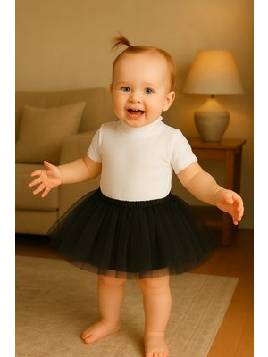 Siyah Kız Bebek Prenses Doğum Günü Tütü Etek