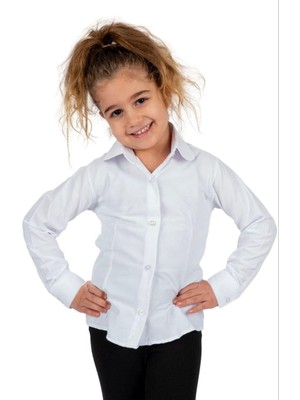 Kız Çocuk Uzun Kol Düz Renk  Gömlek 7985B