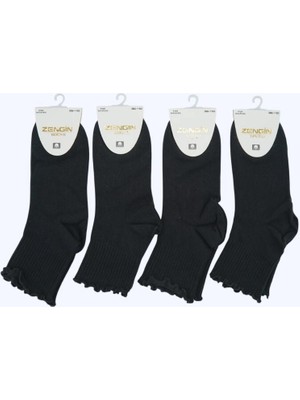 Bambu 4'lü Fırfırlı Kadın Kısa Konç Çorap 3300.60S