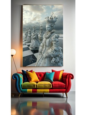 Özkacar Group Ütopik Satranc I Ev Duvar Salon Güzellik Salonu Ofis Dükkan Dekarasyon Kanvas Tablo