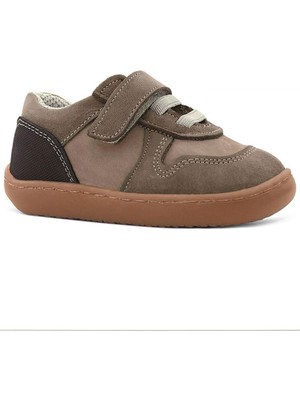 Rakerplus Bob Hakiki Deri Kum Krem Barefoot Cırtlı Lastikli Bebek Sneaker Ayakkabı