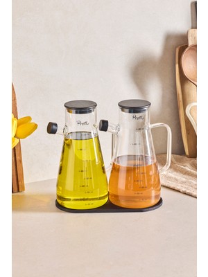 Gael Black 2’li 900 ml Tepsili Yağlık-Sirkelik Seti 3 Parça Borosilikat