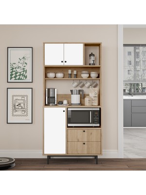 Latte Serisi Kahve Köşesi Çok Amaçlı Dolap Mutfak Dolabı Sepet-Beyaz Lat4-Sw