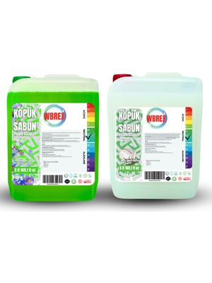 Wbrex Bahar Ferahlığı & Beyaz Sabun Köpük Sabun 2x5 Lt – Karışık Ikili Ekonomik Paket, Ferah ve Saf Temizlik