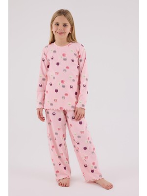 Rolypoly Kız Çocuk Uzun Kol Pijama Takım Açık Pembe