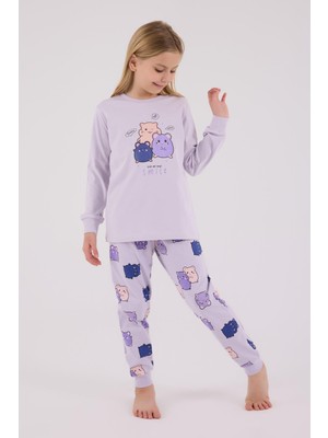 Rolypoly Kız Çocuk Uzun Kol Pijama Takım Lila