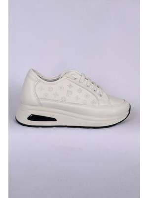 Pierre Cardin 54779 Yüksek Taban Deri Beyaz Kadın Günlük Ayakkabı