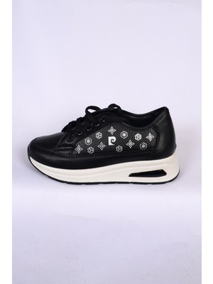 Pierre Cardin 54779 Yüksek Taban Deri Siyah-Beyaz Kadın Günlük Ayakkabı