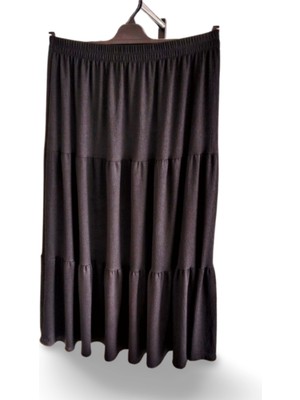 Beli Lastikli Bürümcek Kumaş Etek Anne Eteği Uzun Namaz Eteği Siyah 44-52 Beden