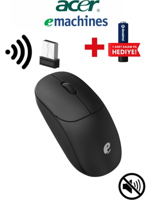 Acer eMachines Sessiz Kablosuz Mouse – USB Alıcılı, Pil Hediyeli, Ev ve Ofis için – EAM080