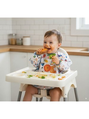 Yorni 2-4Yaş, Jungle, Sıvı Geçirmez, Cepli, Makinede Yıkanabilir, Uzun Kollu Bebek Önlüğü