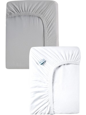 60X120CM %100 Pamuk Gri - Beyaz Bebek Çarşafı