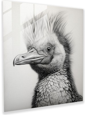 Popcas Cam Tablo Sanatı - Majestik Penguen - Duvar Dekorasyonu Gerçekçi Kurşun Kalem Çizimi