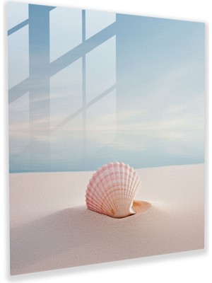 Popcas Huzur Deniz Kabuğu Cam Duvar Sanatı - Pastel Huzur Cam Duvar Sanatı Duvar Dekorasyonu