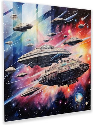 Popcas Star Wars Suluboya Cam Tablo - Ev Dekorasyonu Soyut Suluboya Cam Tablo