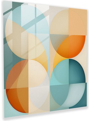 Popcas Pastel Geometrik Cam Tablo - Pastel Dijital Sanat Modern Sanat Cam Duvar Sanatı