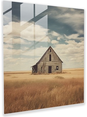 Popcas Rustik Ahır Vintage Fotoğraf Cam Tablo - Rustik Ev Dekorasyonu Rustik Mimarlık Vintage Fotoğraf