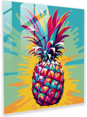 Popcas Pop Ananas Patlaması Cam Tablo - Ananas Cam Sanatı Duvar Dekorasyonu