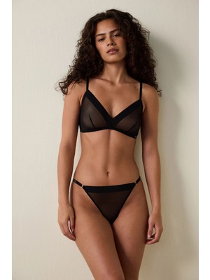 Penti Siyah Balensiz Dolgusuz Tül Üçgen Sütyen