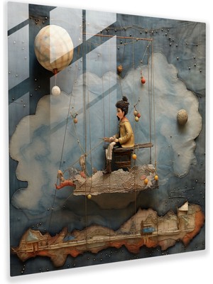 Popcas Maceracı Kukla Cam Tablo - Kukla Cam Sanat Ev Dekorasyonu Zaman ve Uzay