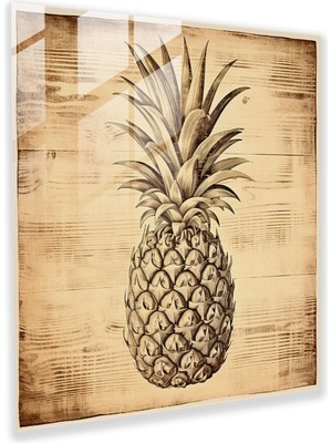 Popcas Vintage Oymalı Ananas Cam Tablo - Ananas Vintage Tarzı Ev Dekorasyonu