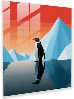 Popcas Modern Penguen Cam Duvar Sanatı - Penguen Ev Dekorasyonu Cam Sanatı Siluet