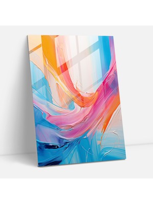 Popcas Cam Tablo - Soyut Renkli Sıçrama - Gerçekçi Cam Heykel Modern Sanat Soyut