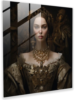 Popcas Rönesans Zarafeti Cam Tablo - Rönesans Modern Sanat Kıyafetler Duvar Dekorasyonu