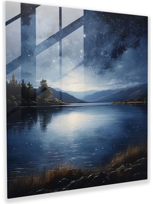 Popcas Yıldızlı Gece Cam Tablo - Yıldız Haritası Yıldızlı Gece Manzara Cam Duvar Sanatı