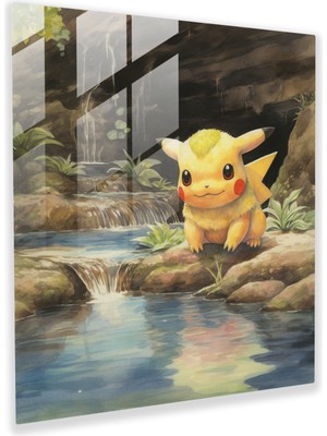 Popcas Zamanın Eskitemediği Sulu Boya Cam Tablo - Huzur Veren Pokemon Duvar Dekorasyonu