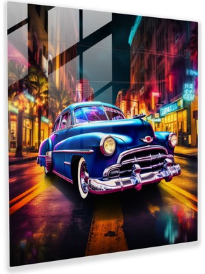 Popcas Retro Neon Işıklı Cam Tablo - Vintage Araba Cam Tablo
