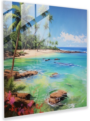 Popcas Dünyanın En Güzel Manzaraları - Canlı Akrilik Cam Tablo - Dünyanın En Güzel Manzaraları Kristal Berraklığında Su Duvar Dekorasyonu Huzurlu Plaj