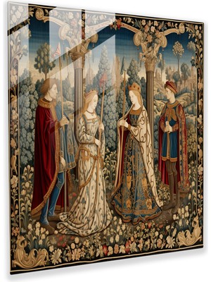 Popcas Rönesans Desenli Cam Tablo - Rönesans Kraliyet Mahkemesi Modern Sanat Cam Tablo