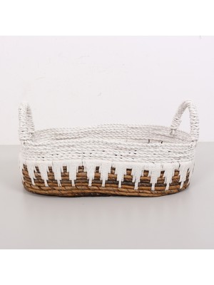 Mylamp Bodrum 40X20X20 Cm.  Doğal Abaka El Yapımı Oval Sepet
