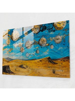 Popcas Çölde Yüzen Saatler Cam Tablo - Salvador Dali Cam Sanatı Ev Dekorasyonu Modern Sanat