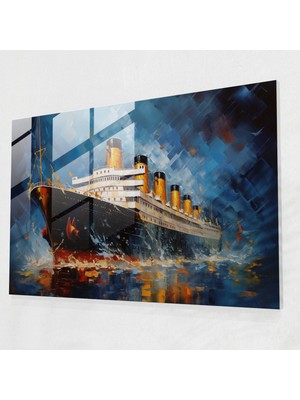 Popcas Titanic Cam Tablo Sanatı - Çağdaş Soyut - Güç Çağdaş Titanic Cam Tablosu