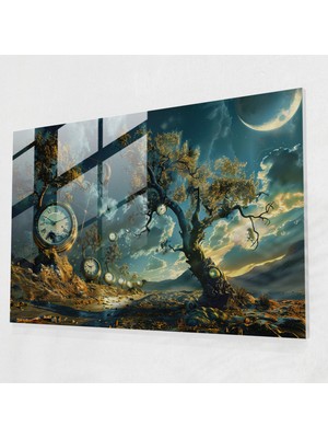 Popcas Salvador Dali Eriyen Saatler Cam Tablo - Salvador Dali Cam Tablo Cam Duvar Sanatı Duvar Dekorasyonu