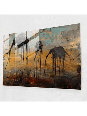 Popcas Salvador Dali Fil Cam Tablo - Modern Sanat Uygulamalı Salvador Dali Fil Temalı Cam Tablo