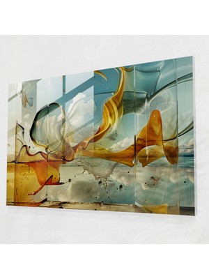 Popcas Salvador Dali Ilhamlı Soyut Cam Tablo - Soyut Sanat Cam Duvar Sanatı Ev Dekorasyonu