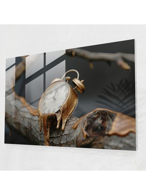 Popcas Salvador Dali Eriyen Saat Cam Tablo - Modern Sanat Cam Duvar Sanatı