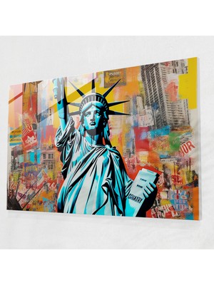 Popcas Amerika Haritası Cam Duvar Dekorasyonu - Amerika Birleşik Devletleri Haritası Cam Sanatı Cam Duvar Sanatı