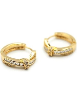 Taşlı Halka Küpe - Altın