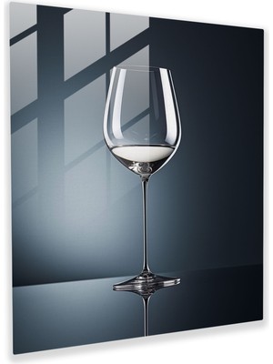 Popcas Natürmort Cam Tablo - Şarap Bardağı Yansımaları - Natürmort Minimalist Fotoğraf Cam Tablo Cam Sanatı