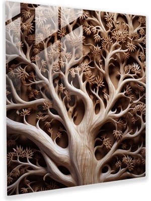 Popcas Karmaşık Hayat Ağacı Cam Tablo - Hayat Ağacı Zarafet Nahaş Çekim