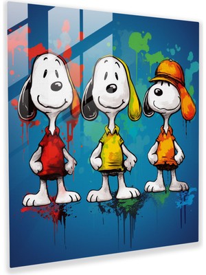 Popcas Snoopy Pop Art Cam Tablo - Modern Sanat Pozlar Duvar Dekorasyonu