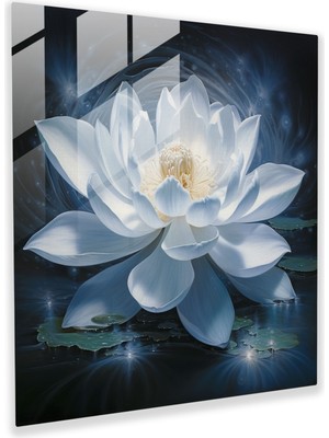 Popcas Zen Lotus Çiçeği Cam Tablo - Zen Modern Sanat Cam Sanat Duvar Dekorasyonu