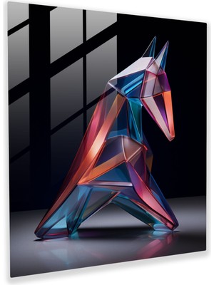 Popcas Soyut Cam Sanatı - Geometrik Tekboynuz Heykeli - Tekboynuz Soyut Tekboynuz Modern Zarafet Geometrik Tasarımlar