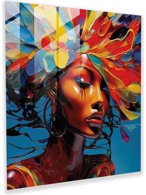 Popcas Kadın: Cam Tablo - Duvar Dekorasyonu Güç Cam Sanatı