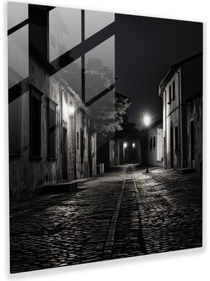 Popcas Sevimli Köy Sokağı Cam Tablo - Köy Ev Dekorasyonu