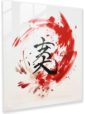 Popcas Zen Cam Tablo - Uyum Kaligrafi - Zen Modern Sanat Dengede Çin Yazısı